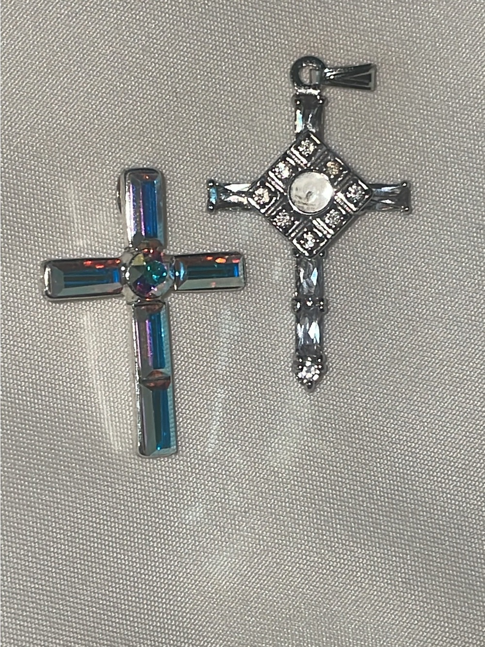 Swarovski crystal silver bundle cross pendants